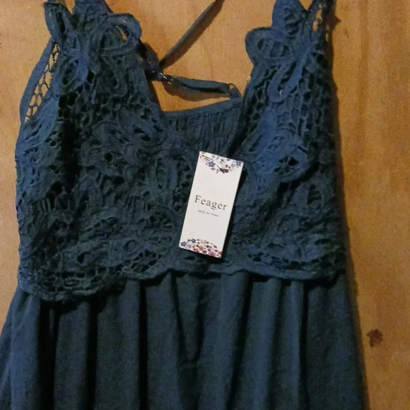 Feager Women Lace V Neck Dresses Chiffon Cami Adjustable Spaghetti Strap - Picture 3 of 5